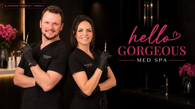 Danielle Alcala-Glazier and Ryan Kent, FNP-BC — Hello Gorgeous Med Spa founders, Oswego IL