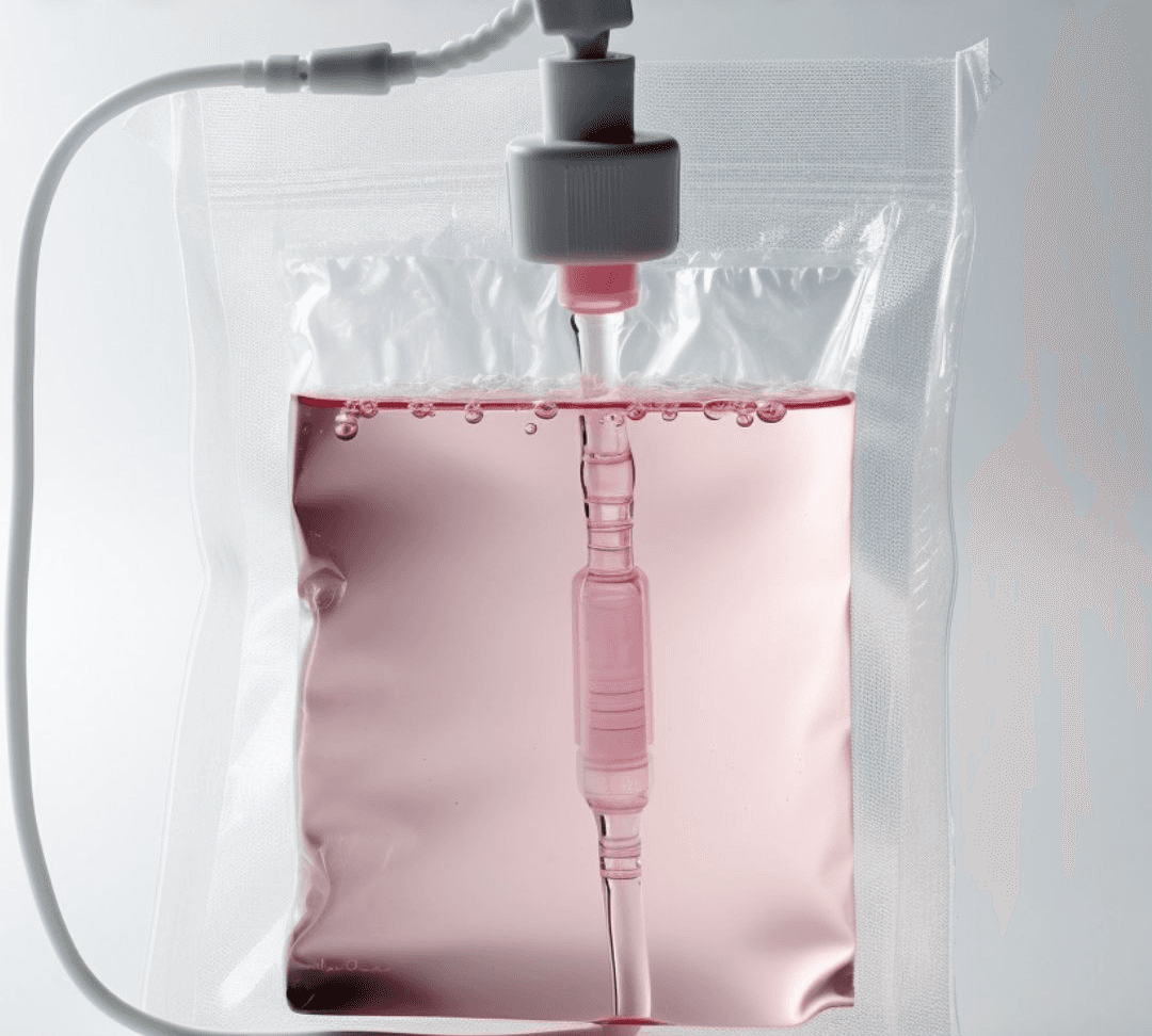 Pink IV fluid bag for vitamin therapy